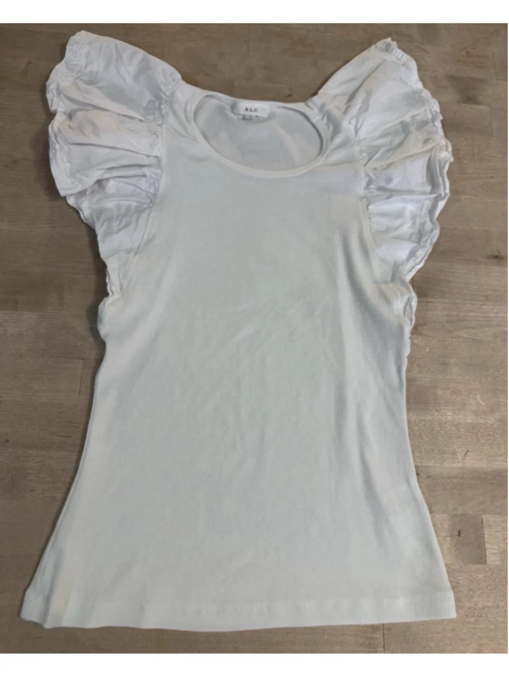 ALC Lucinda White Butterfly Flutter Sleeve Short Shirt Top Size Small